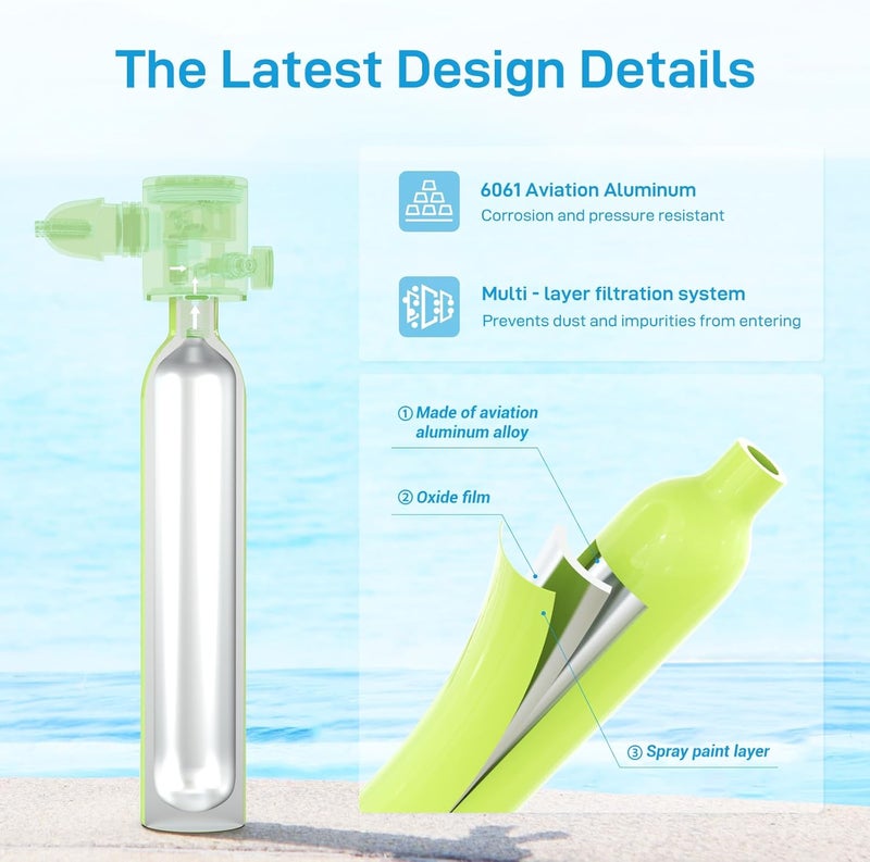 HOUVAN Store Mini Scuba Tank 0.5L Diving Tank with DOT Certification Reusable Lung Air Tank Backup Air Source Pony Bottle for Underwater Shooting and Emergency Rescue Operations - Image 3